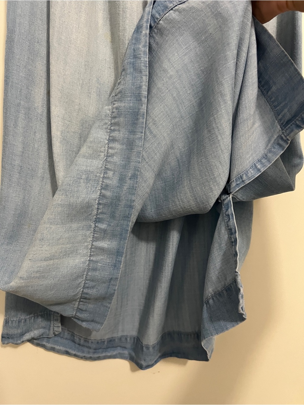 Anthropologie Cloth & Stone Off-Shoulder Mini Dress Blue Chambray Denim Western - Picture 9 of 15